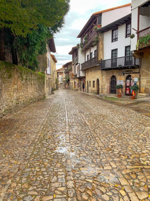 Santillana del Mar, Villages of Spain, buildings, balconies, cobblestone streets, trees, clouds, sky, beautiful villages of spain