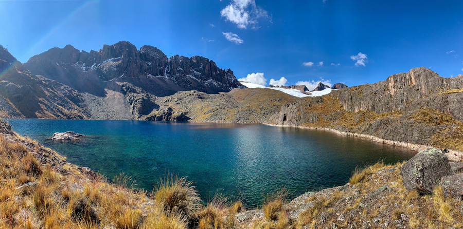 Laguna Juchuycocha, mountain, Mount Chicon, glacier, grass, sky, cloud, day trip from Urubamba, Sacred Valley hikes, things to do in Urubamba