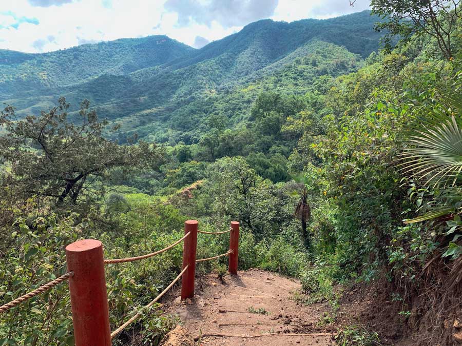 Santiago Apoala, waterfall hike, hiking in Apoala, mountains, trees, path, best places to visit in Oaxaca, Oaxaca state destinations