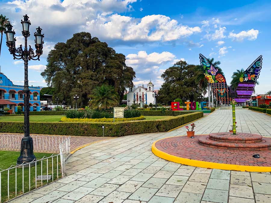 El Tule Oaxaca, plaza, garden, church, tree of Tule, Things to do in El Tule Oaxaca, clouds, sky, street light, Valles Centrales