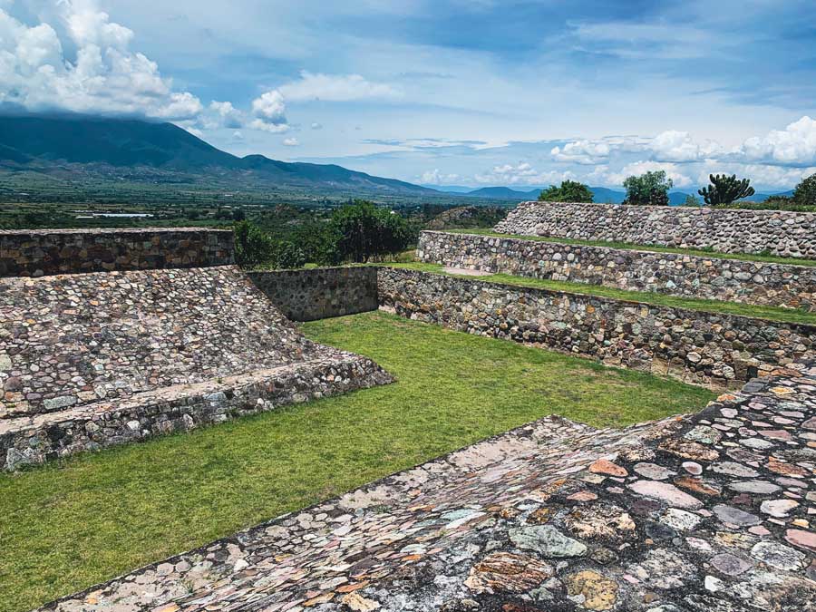 Yagul poleta court, Oaxaca ruins, Yagul Oaxaca Mexico, Zapoteca ruins, mountains, clouds, sky, things to do in Oaxaca State