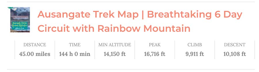 map details of Ausangate trek without a guide, ausangate trek map snipped, hiking ausangate rainbow mountain