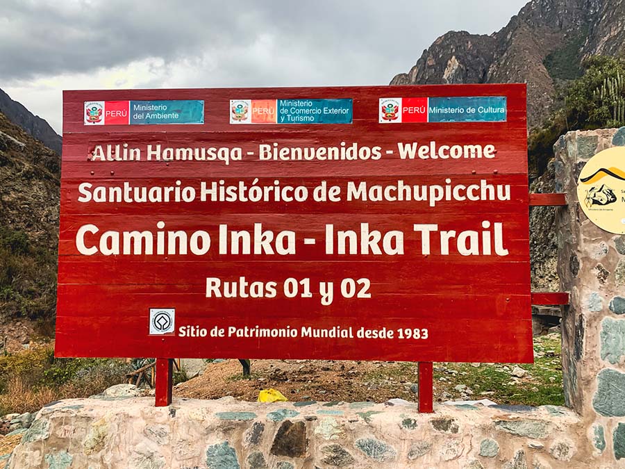 The official signboard for the Camino Inka, or Inca trail