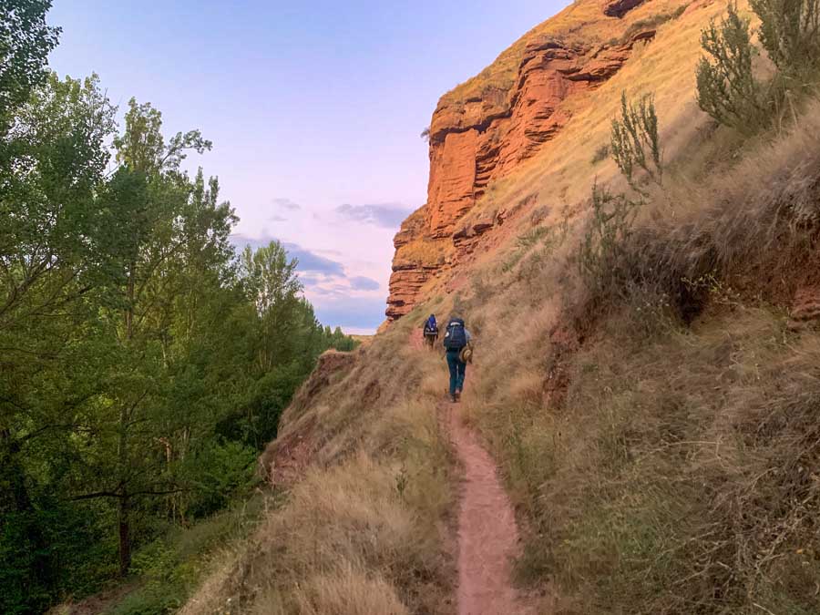 The Camino Real follows along the red cliffs of Najera in the La Rioja region in Spain