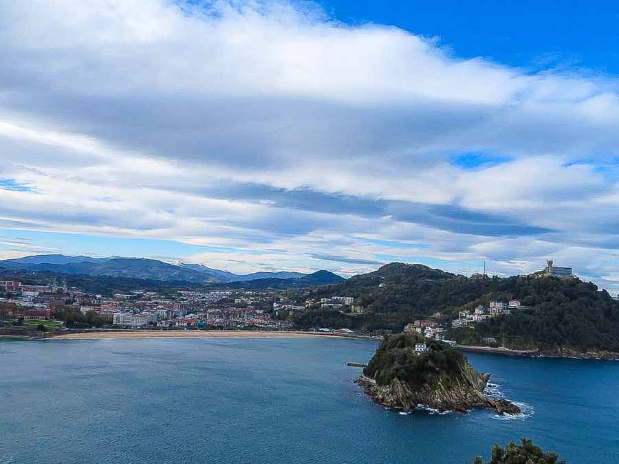 views of Santa Clara Island and the Bay of Biscay from Urgull Mountain