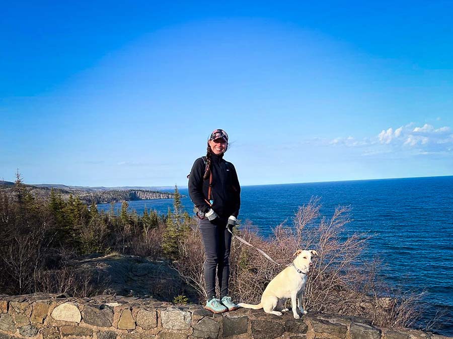 Me and Donaji at Palisade Head on the North Shore of Minnesota testing out my new gear items