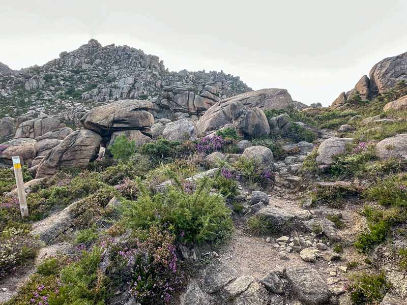 blazes mark the trail to Monte Pindo Galicia