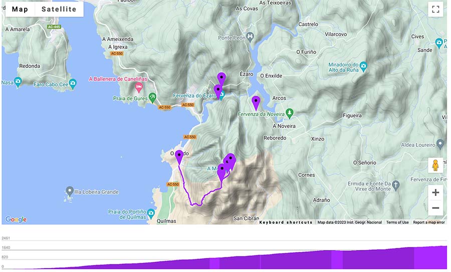 Monte Pindo Map of O Pindo out and back trail